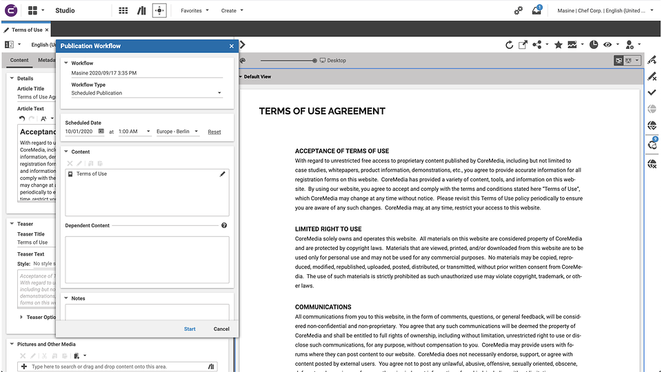 Scheduled Publication Screenshot