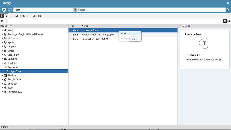 Typeform Integration Screenshot