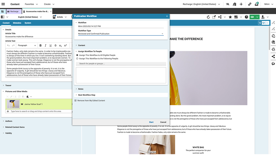 Three Step Publication Workflow